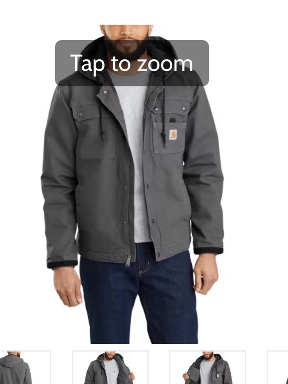 Carhartt Men’s Gray Hooded Work Coat